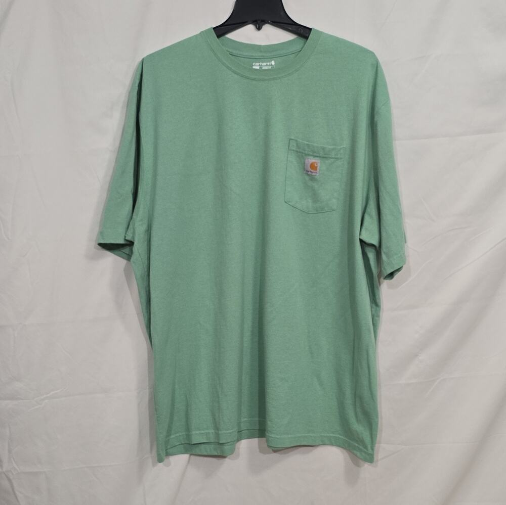 Carhartt Mens 4XL Big & Tall Green Loose Fit Pocket Crew Neck Short Sleeve Tee